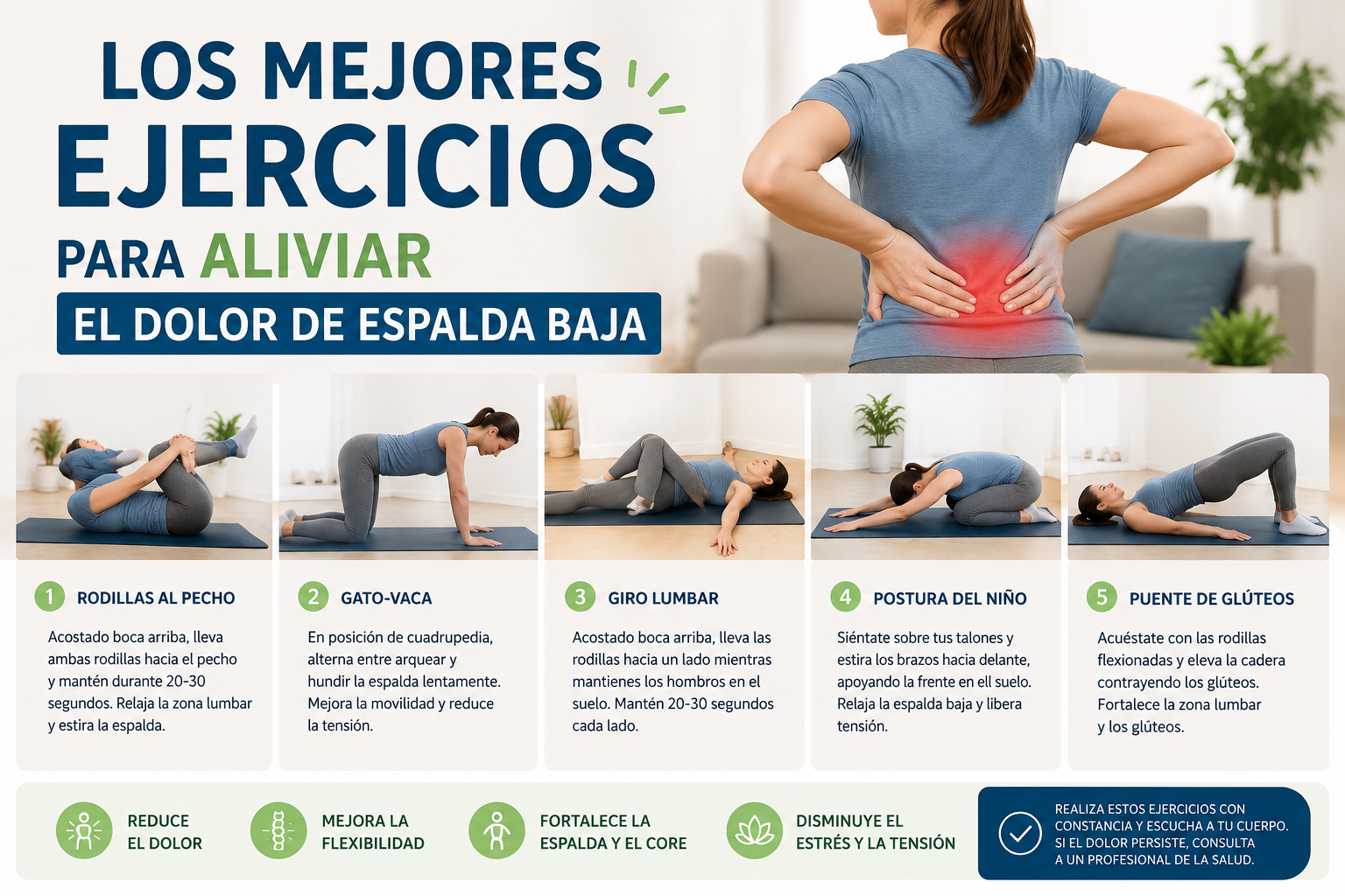 Los mejores ejercicios para aliviar el dolor de espalda baja
